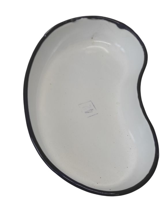 Armee Emaille Nierenschale Schüssel Kosmetik Schale neuwertig 28cm