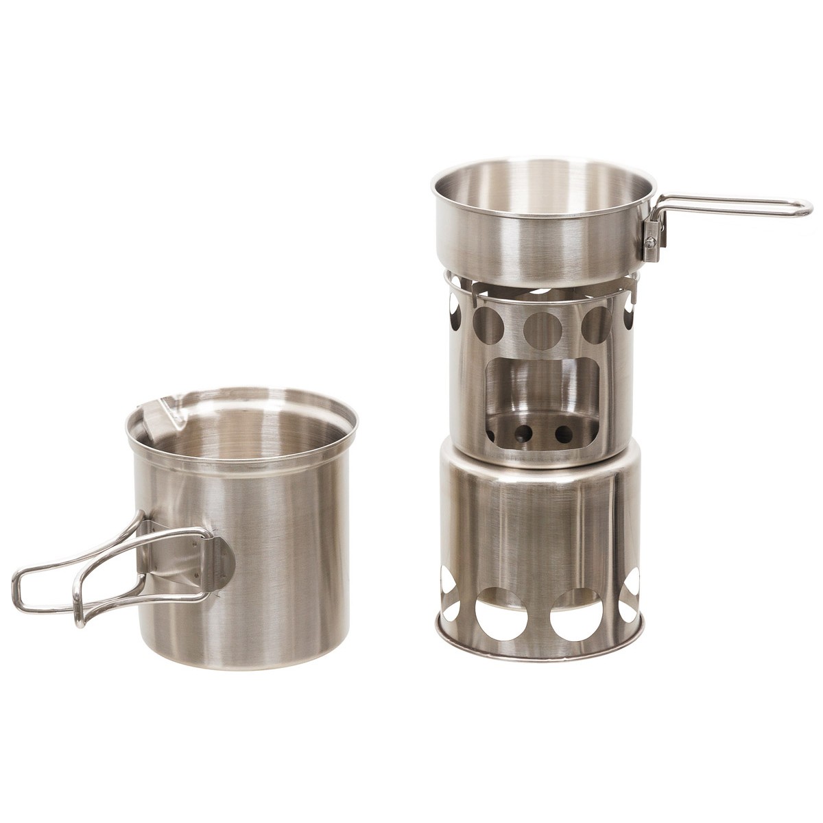 Kochset Travel Edelstahl Topf Pfanne Feuerstelle neu 5-teilig