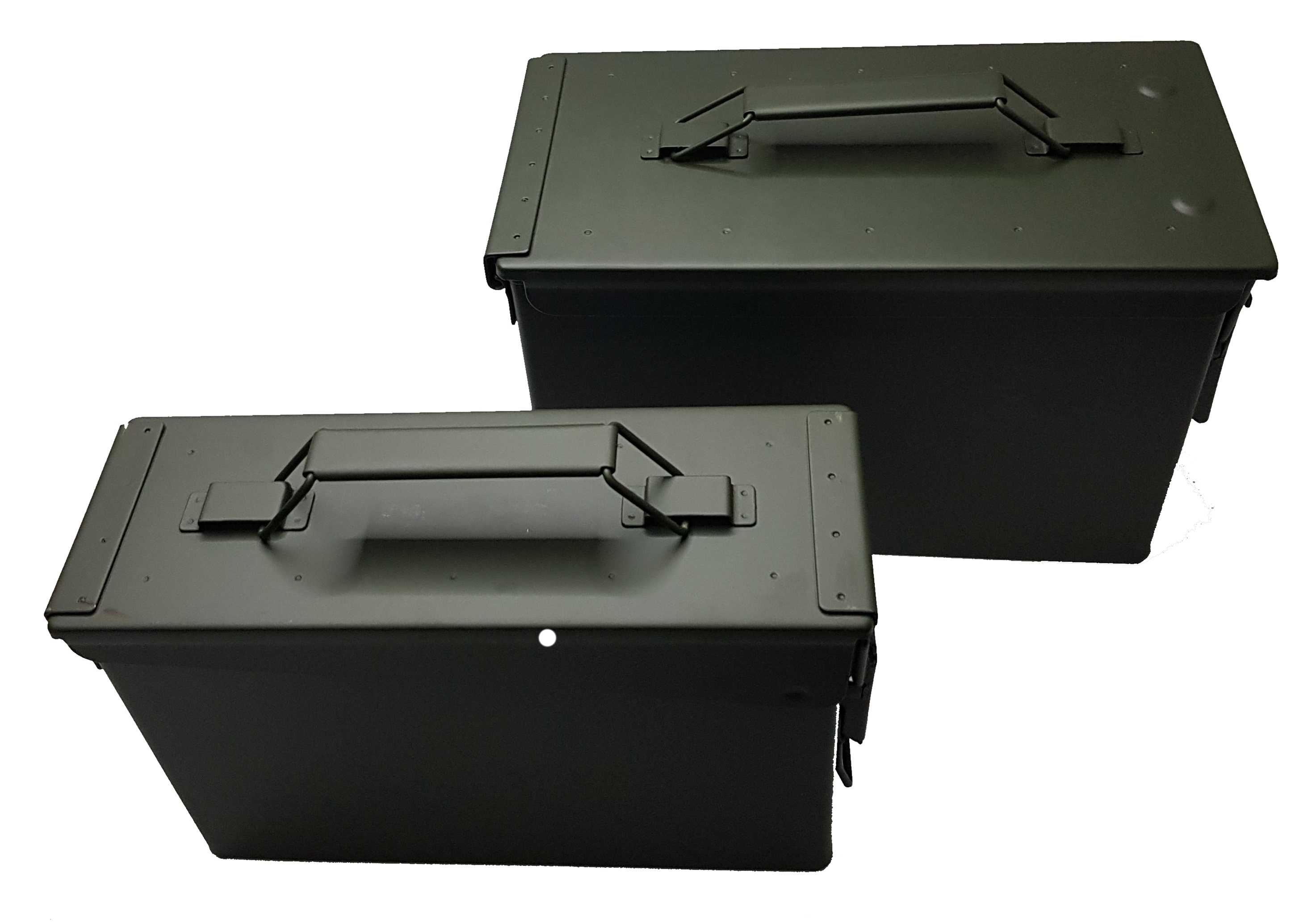 2er Set Munitionskisten US Metal Box Cal.30 / Cal. 50 oliv + Vorhängeschloss