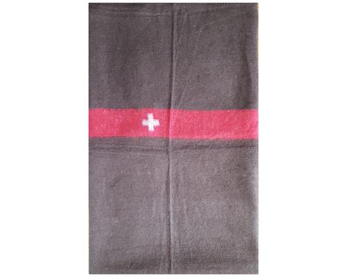 Schweizer Decke Polyester 200 x 150 cm braun mit weißen Kreuz neu