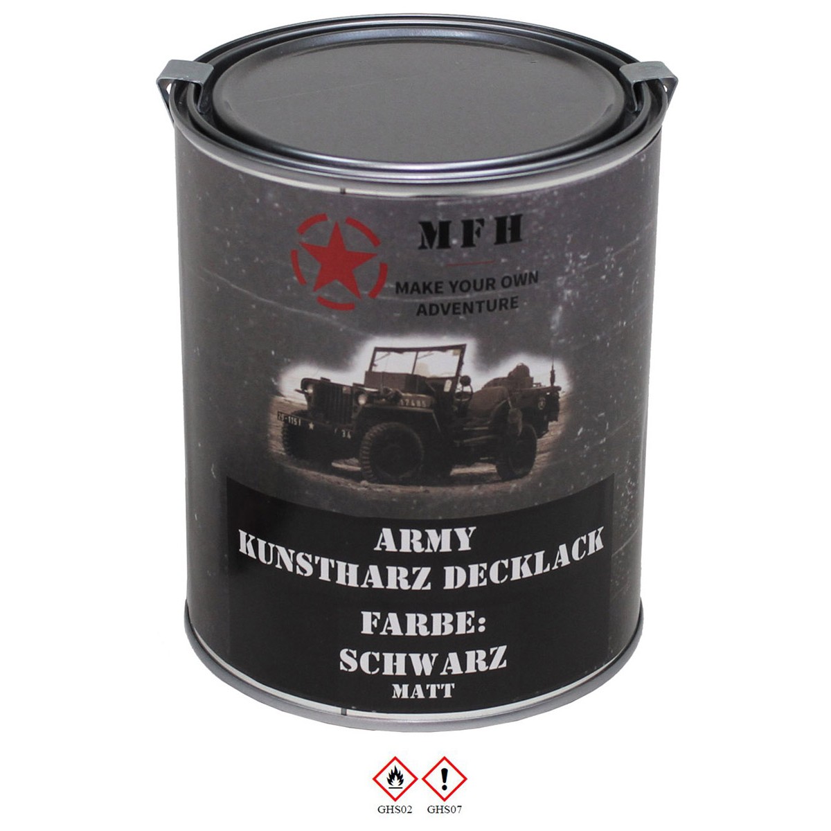 Farbdose "Army" SCHWARZ matt Kunstharz Decklack 1 Liter/16,50 €