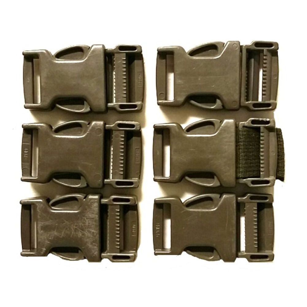 6 Stück Rucksack Gurtschnalle Steckschnalle Clip Klickverschluss 25 mm Oliv