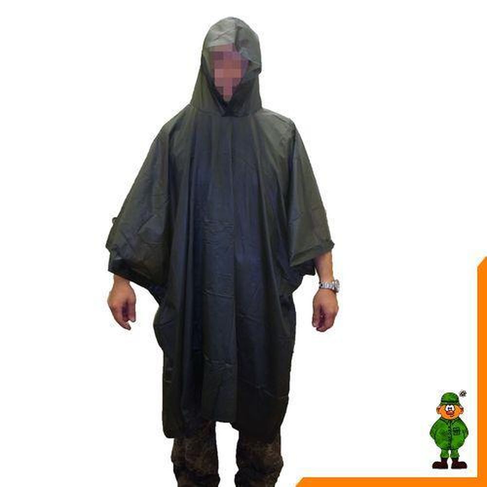 Vinyl Poncho Regenponcho Regenumhang oliv Nässeschutz