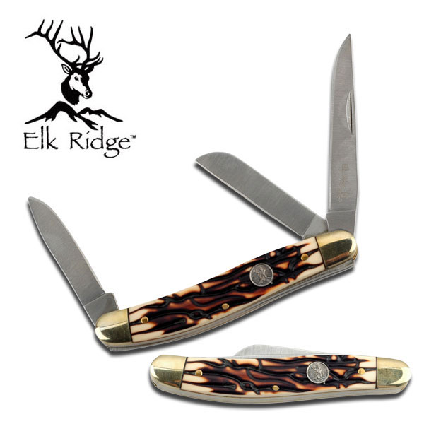 Elk Ridge Messer ER-555 – Outdoor-Messer Mit Fester Klinge & Holzgriff | 13,46cm Rostfrei