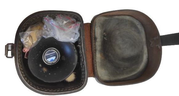 WWII Finnische Armee Monokular mit Ledertasche 3x15 gebraucht