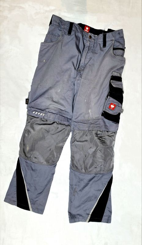 Engelbert Strauss Arbeitsbundhose Strauss Bundhose e.s.active Arbeitshose Flexbelt weiß/grau seitlich dehnbarer Flexbelt-Bund, Hammerschlaufe